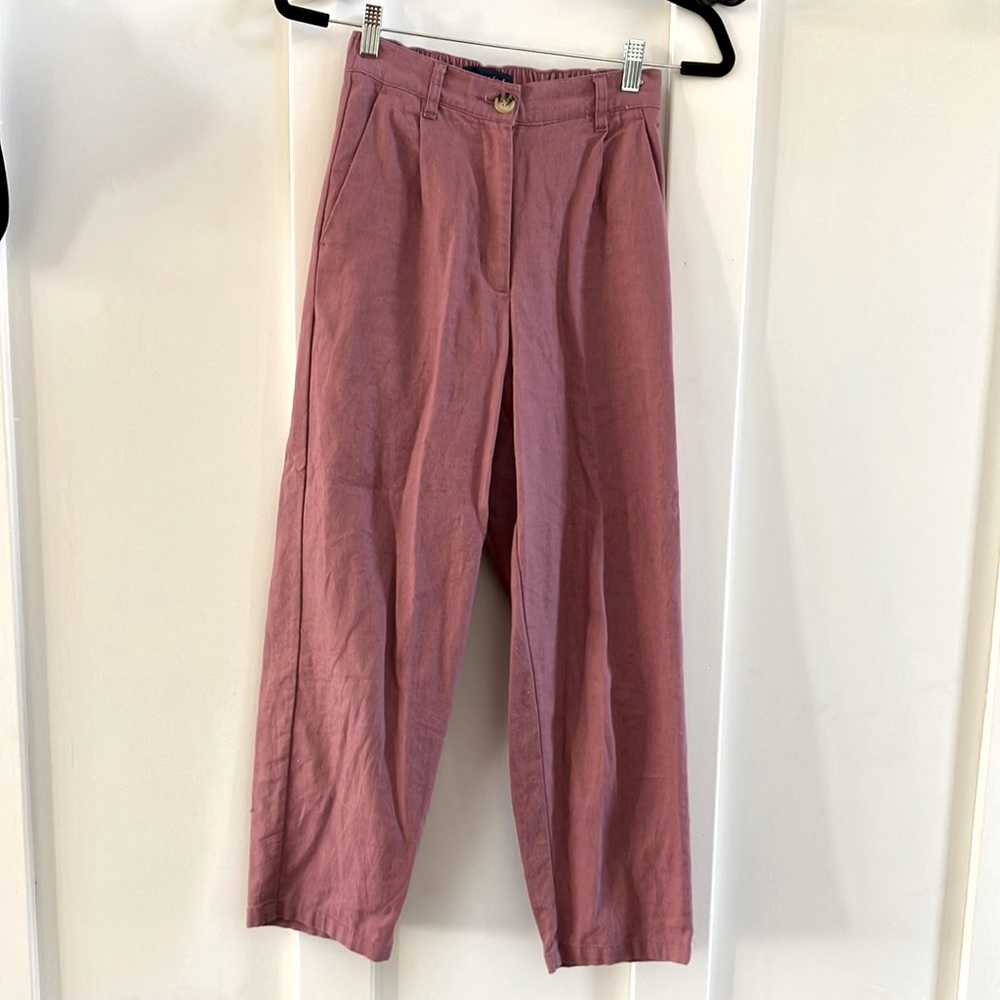 Princess Highway Vintage Blush / Pink Linen / Cotton Trousers / Pants, size 6
